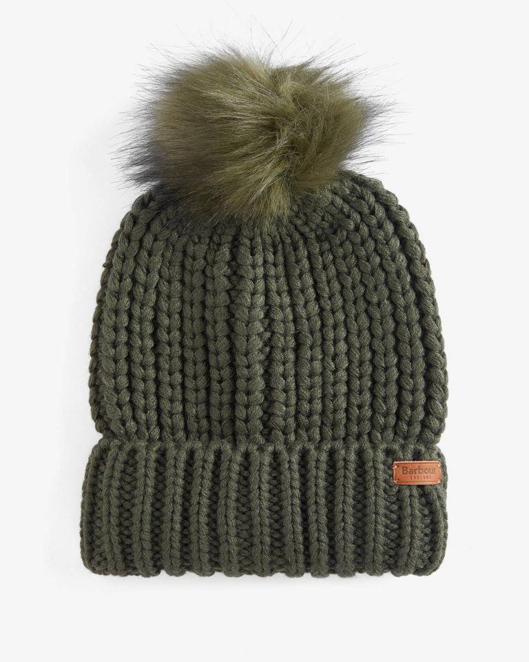 Barbour donna cappello costa con pon pon verde SALTBURN