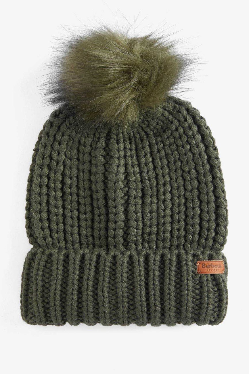 Barbour donna cappello costa con pon pon verde SALTBURN
