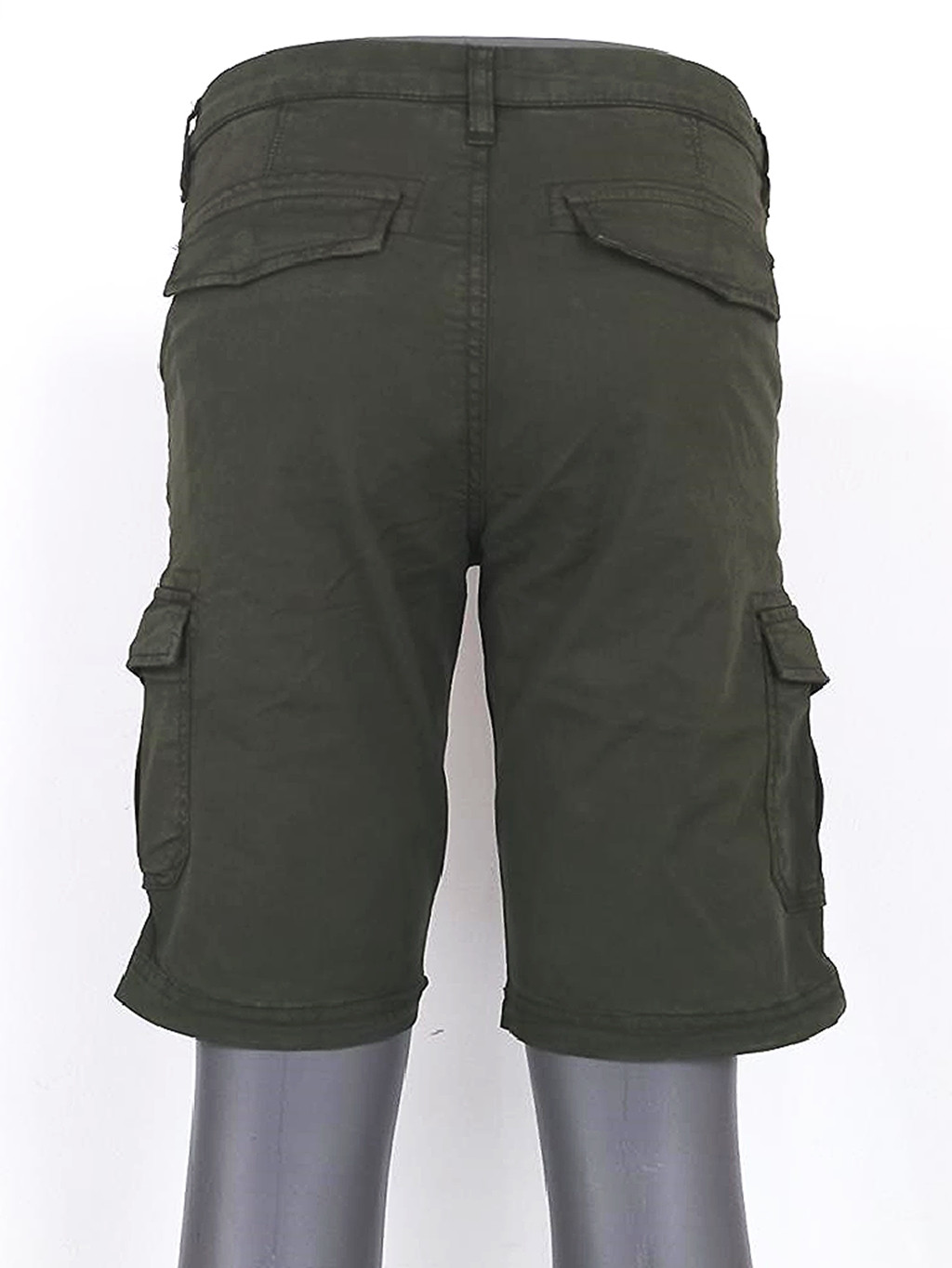 Alley Docks uomo bermuda cargo in cotone delavato elasticizzato verde oliva - immagine 3