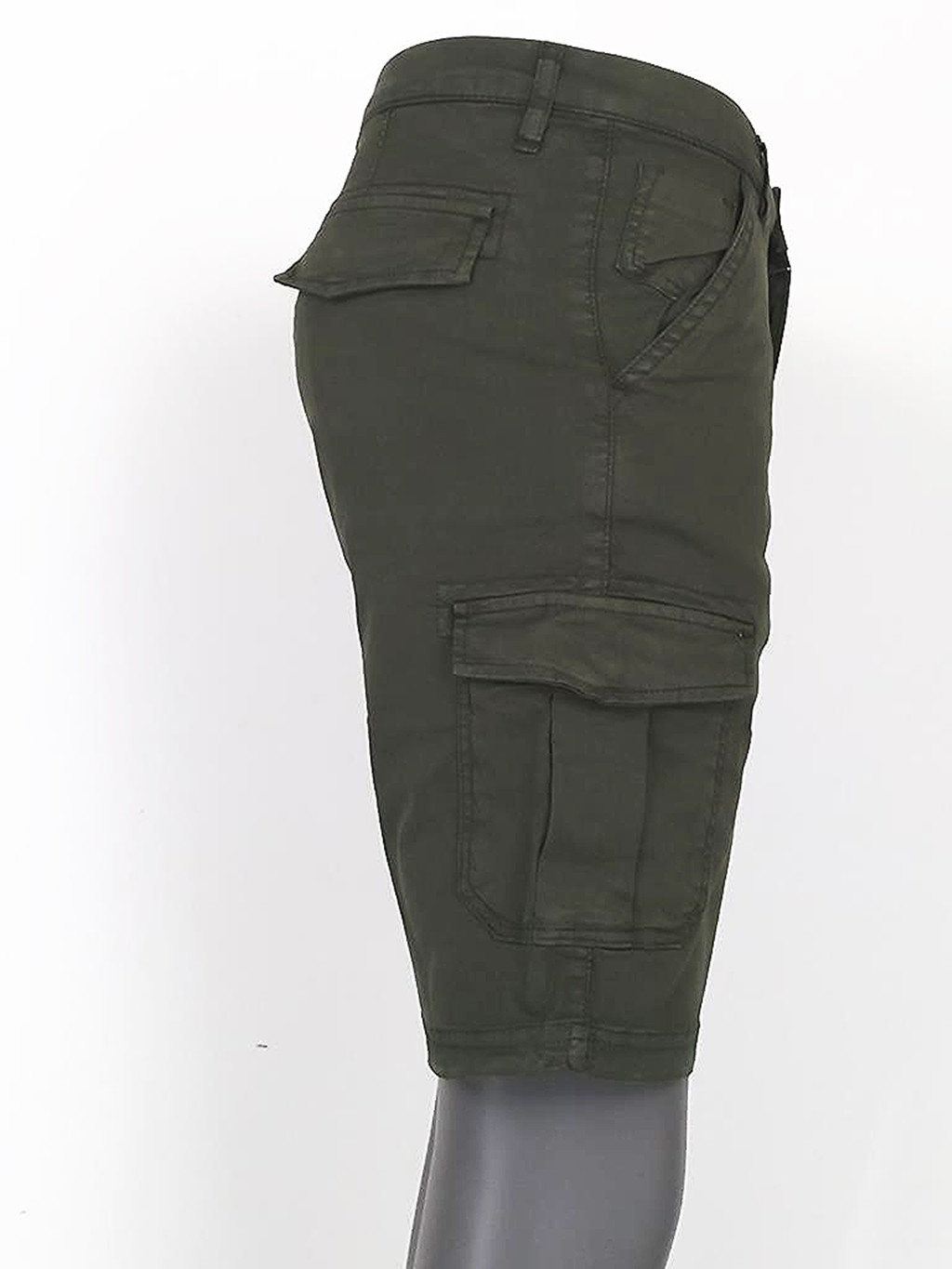 Alley Docks uomo bermuda cargo in cotone delavato elasticizzato verde oliva - immagine 2