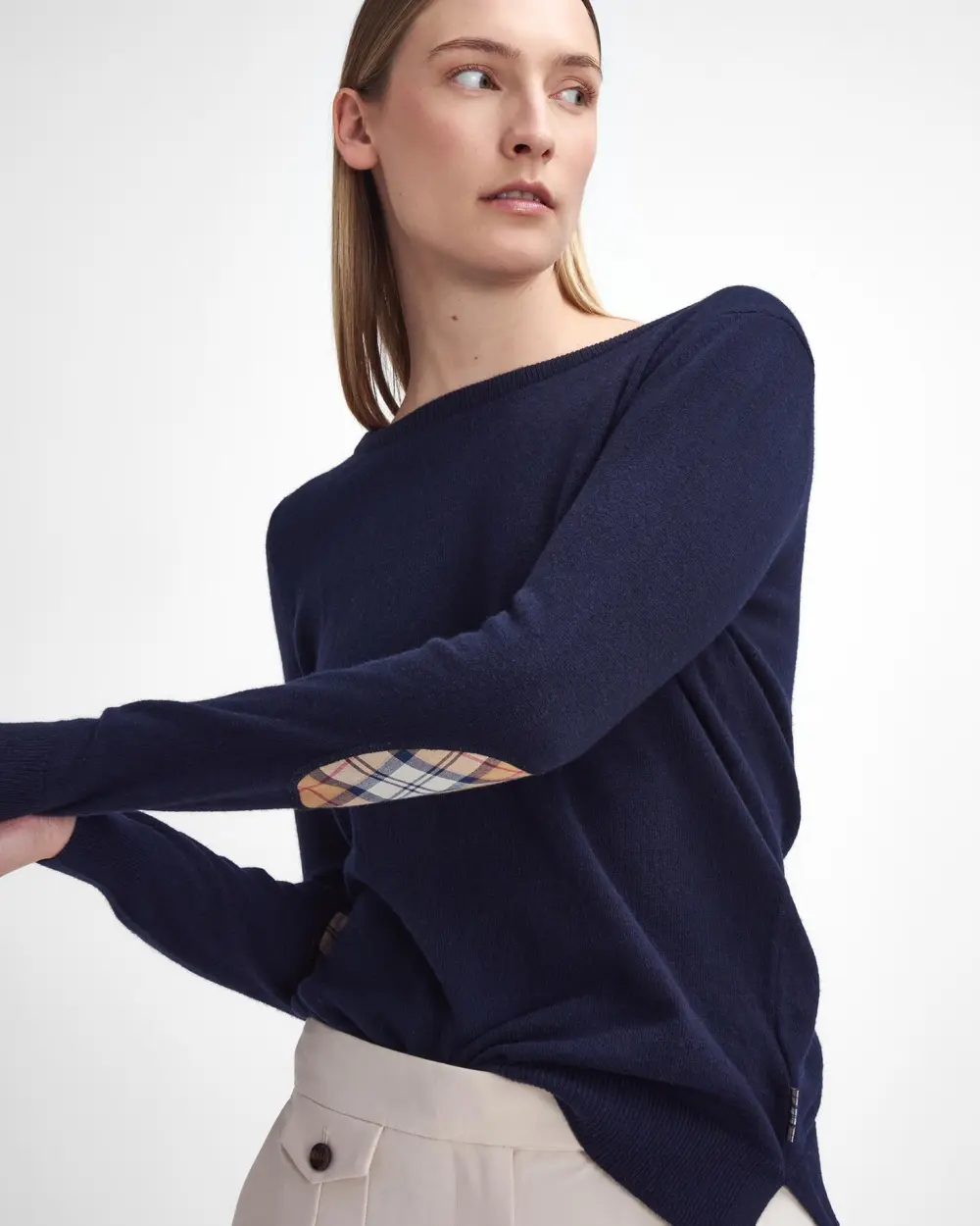 Barbour donna maglia girocollo con toppa tartan PENDLE blu - immagine 3