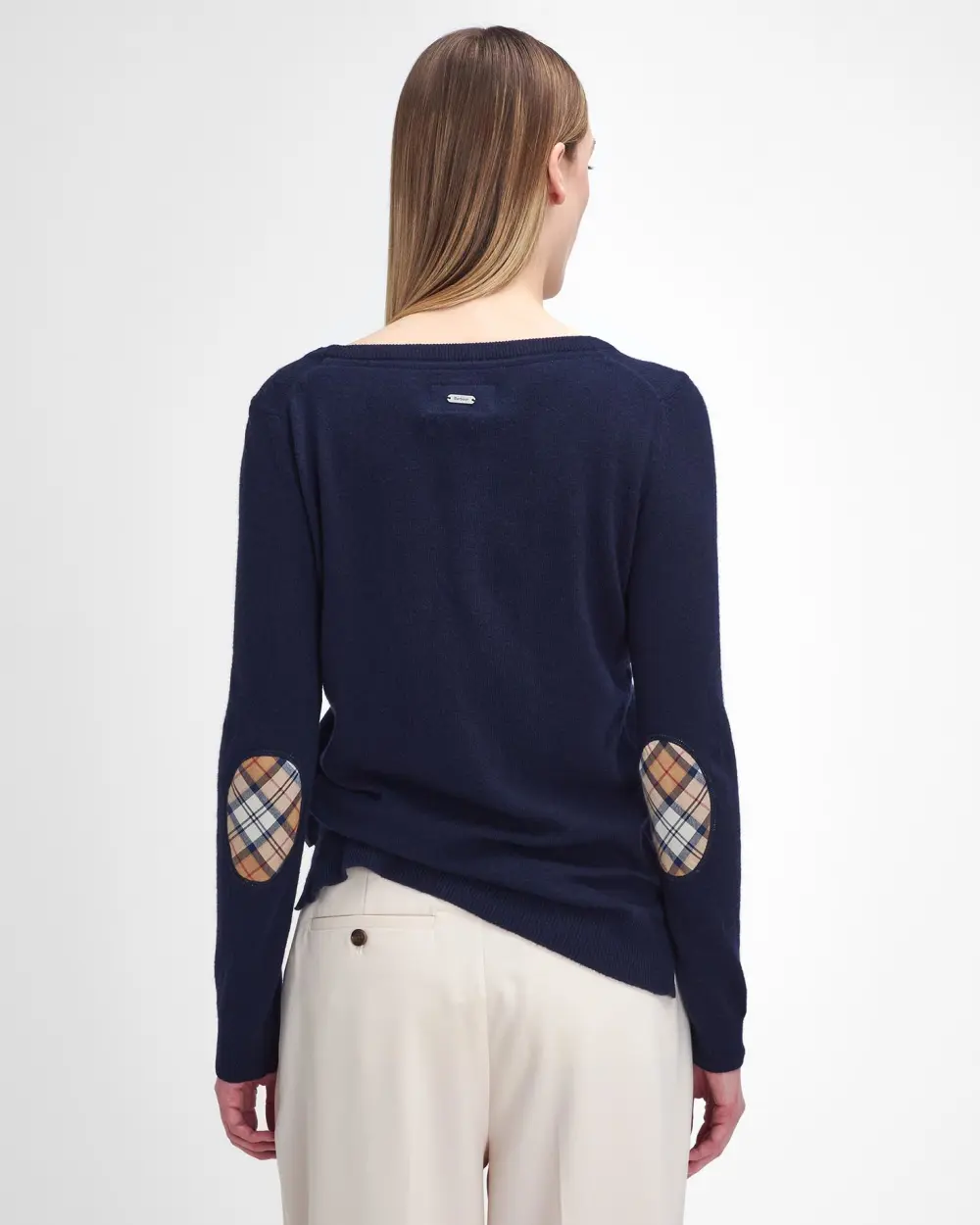 Barbour donna maglia girocollo con toppa tartan PENDLE blu - immagine 2