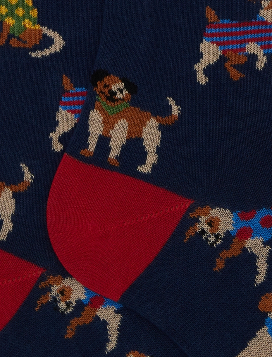 Gallo uomo calze lunghe in fantasia cani blu - immagine 2