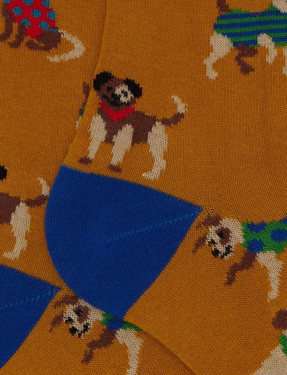 Gallo uomo calze lunghe in fantasia cani ocra - immagine 2