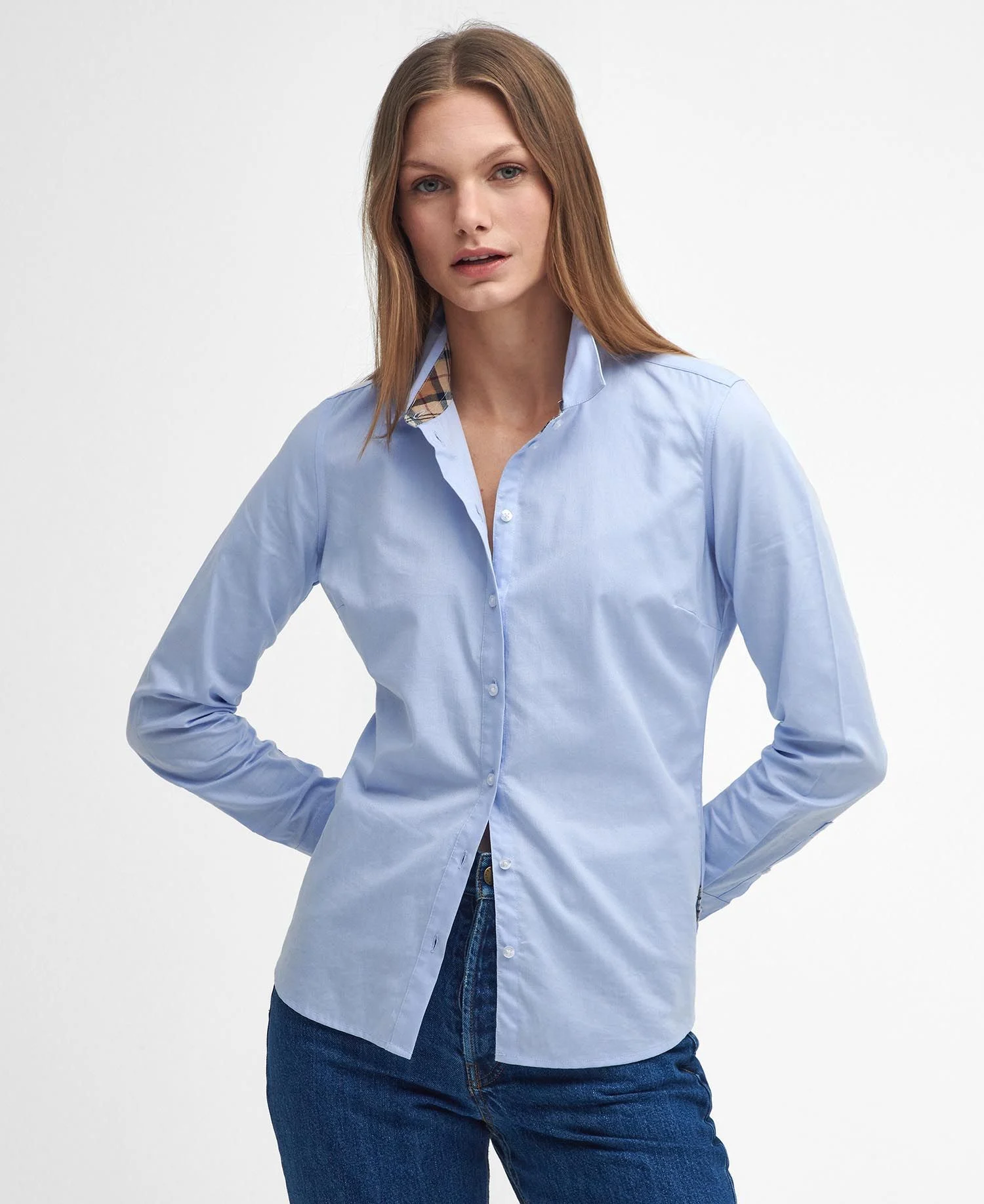 Barbour donna camicia in oxford azzurra DERWENT