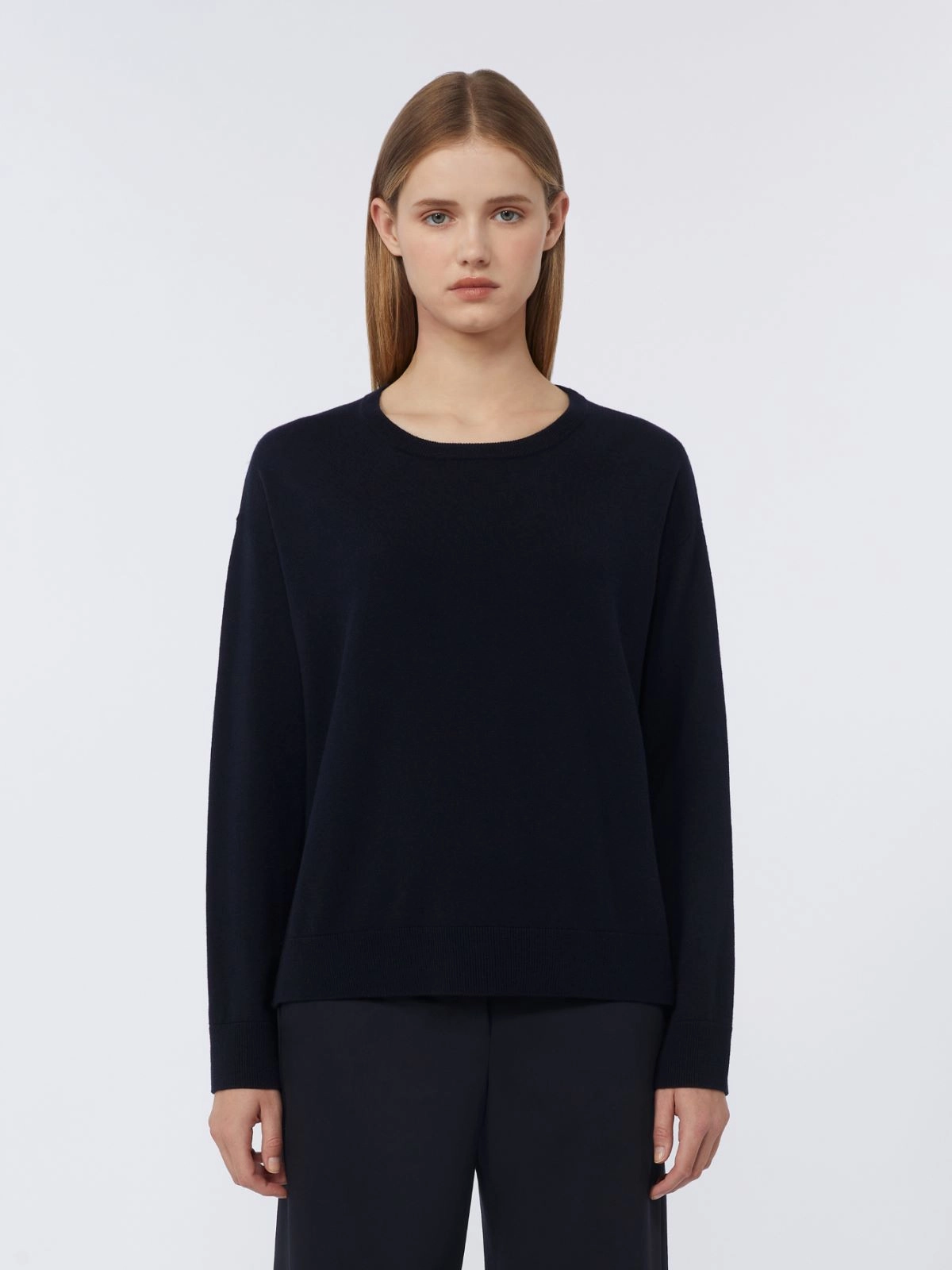 'S Max Mara donna magia girocollo in lana blu SMMABISSO