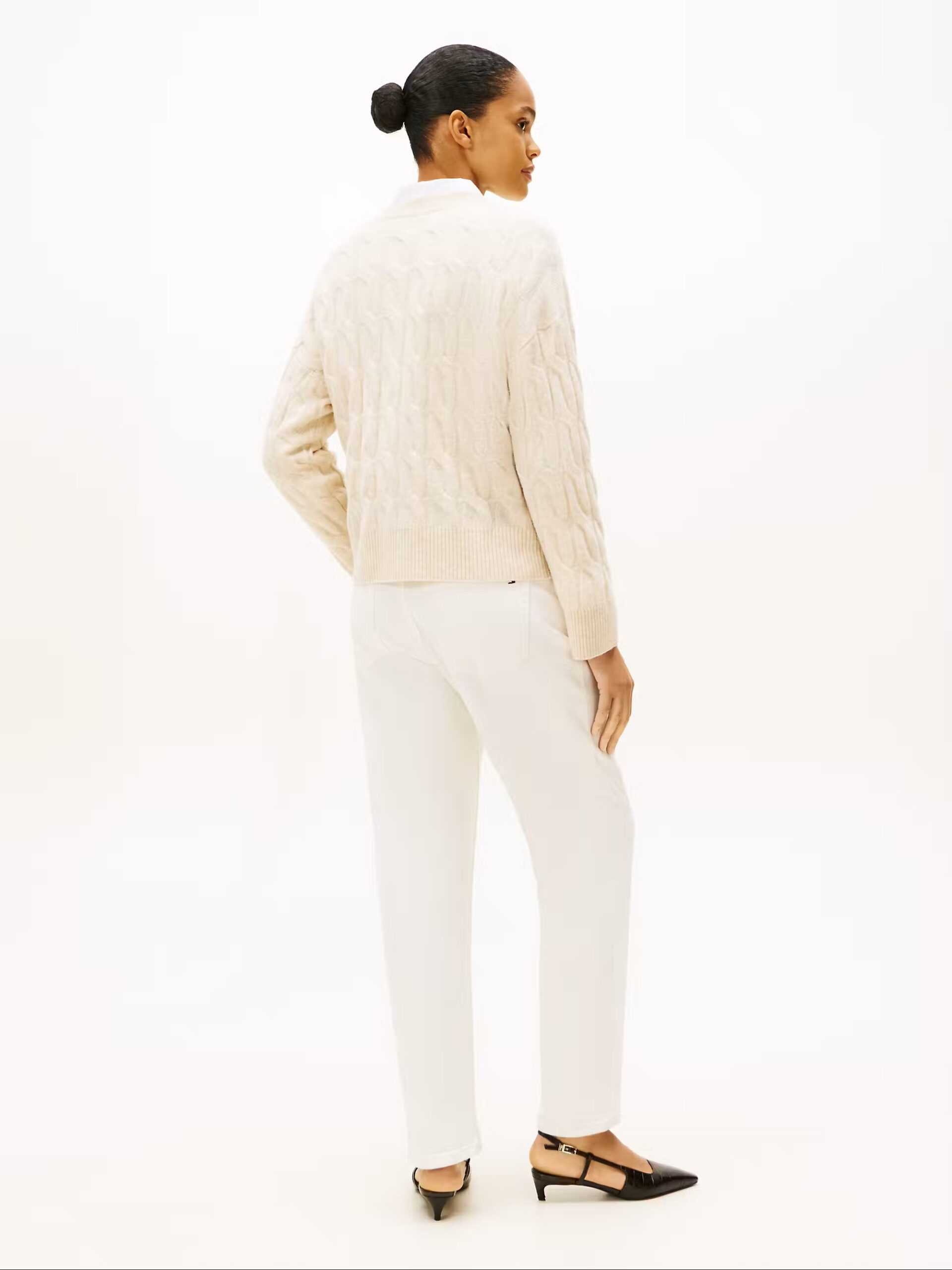 Tommy Hilfiger donna maglia cardigan oversize a trecce in lana avorio - immagine 4