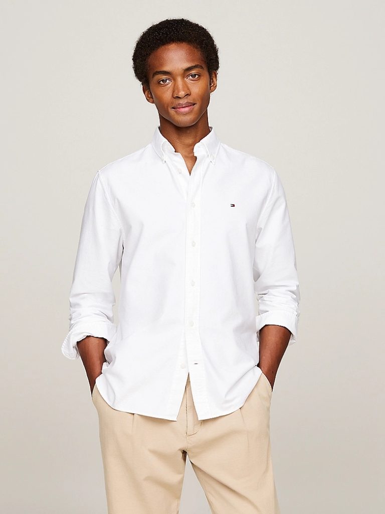 Tommy Hilfiger uomo camicia oxford button down bianca