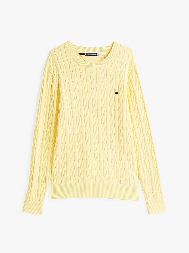 Tommy Hilfiger uomo maglia girocollo in cotone a trecce gialla - immagine 5