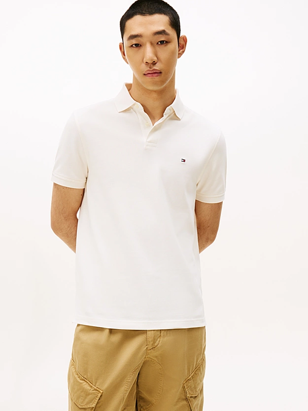 Tommy Hilfiger uomo polo 1985 panna in piquet regular fit