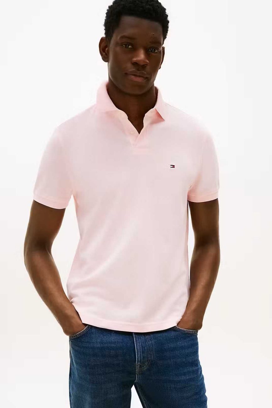 Tommy Hilfiger uomo polo 1985 rosa in piquet regular fit