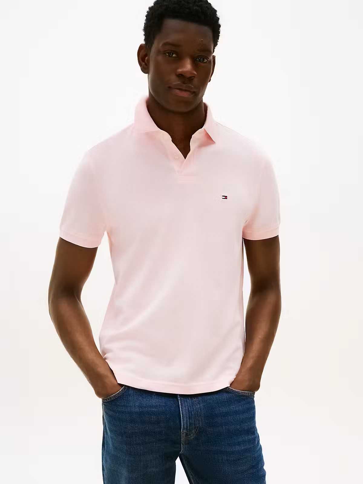 Tommy Hilfiger uomo polo 1985 rosa in piquet regular fit