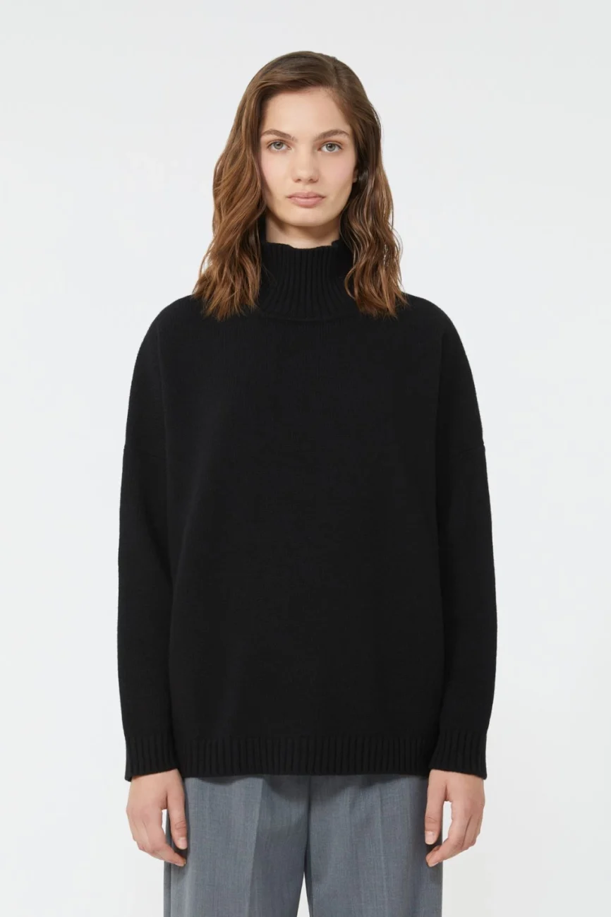 Weekend Max Mara maglia collo alto in lana nera WKDBORGIA