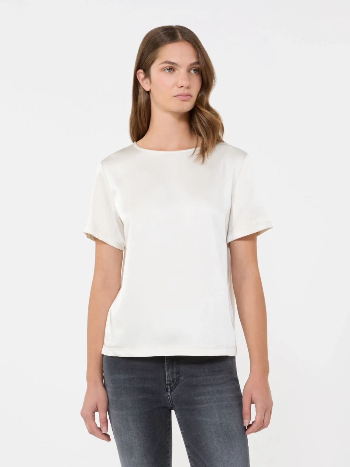 Weekend Max Mara donna T-shirt in raso e jersey avorio WKDZONA
