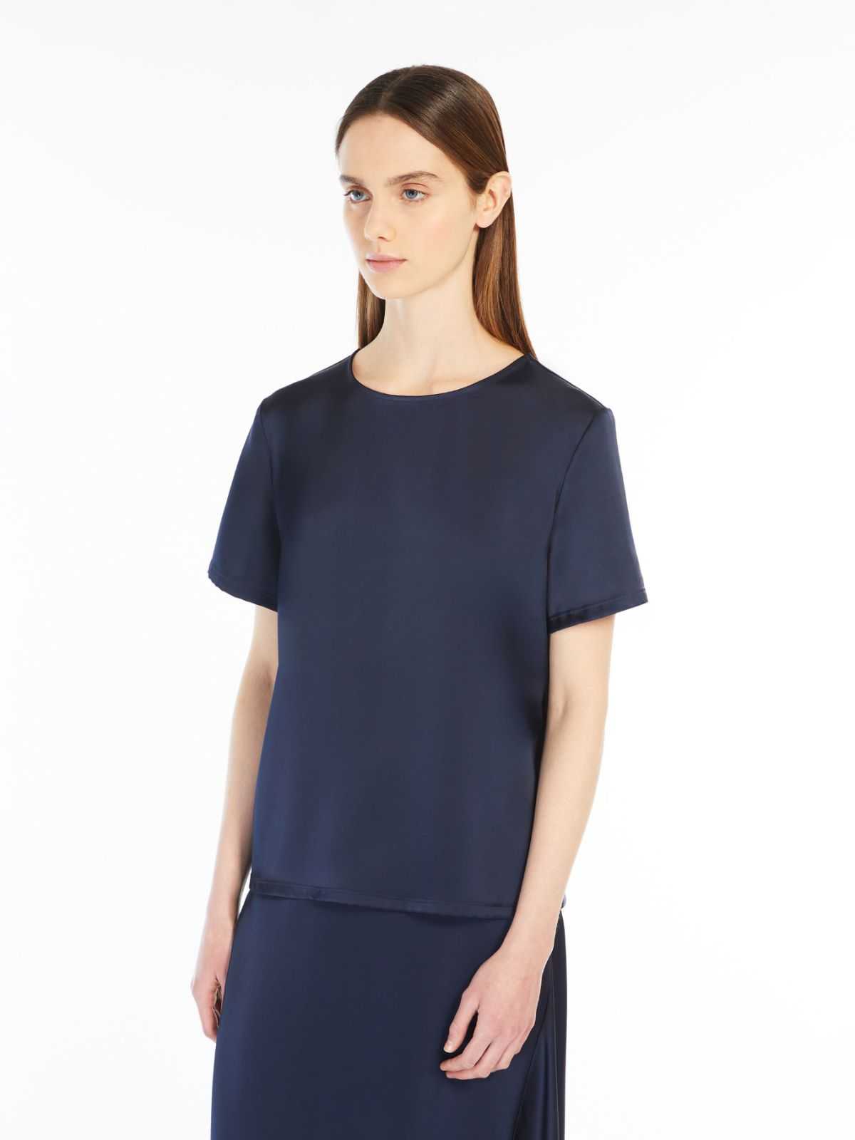 Weekend Max Mara donna T-shirt in raso e jersey blu WKDZONA - immagine 3