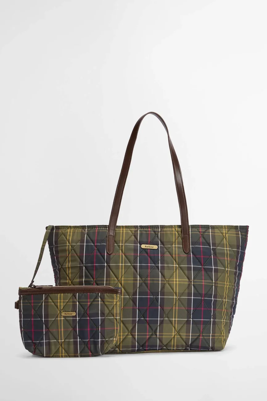 Barbour donna borsa tote trapuntata tartan WETHERAM