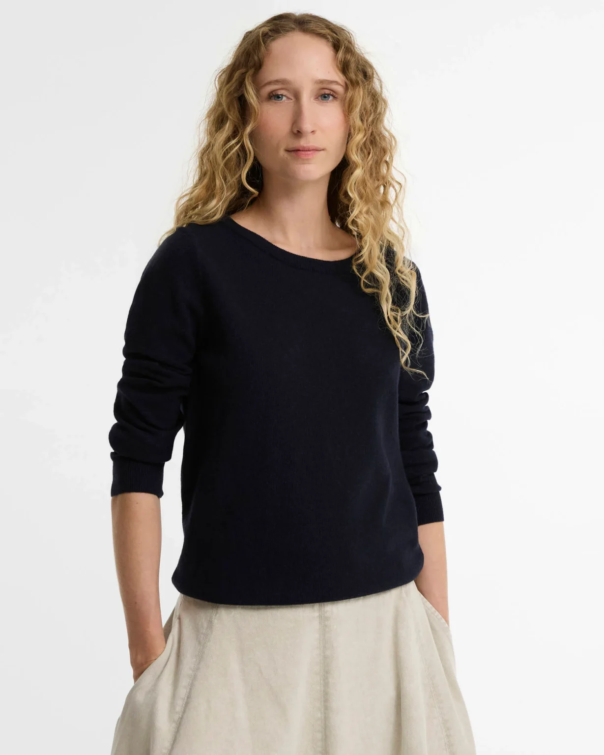 Barbour donna maglia girocollo con toppa tartan PENDLE blu