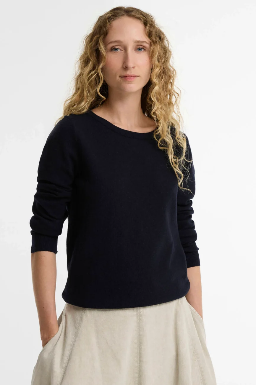 Barbour donna maglia girocollo con toppa tartan PENDLE blu