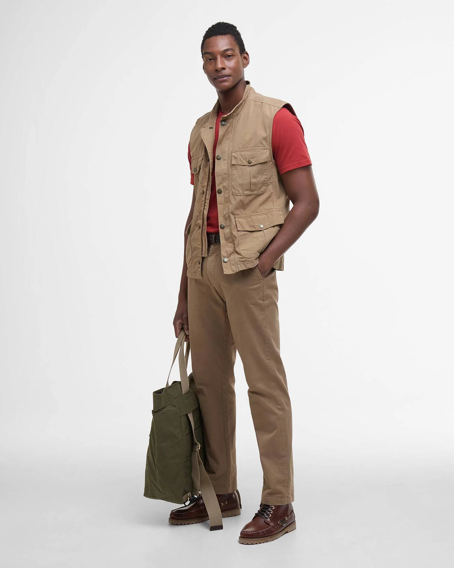 Barbour uomo gilet in cotone lavato beige CORBRIDGE - immagine 4
