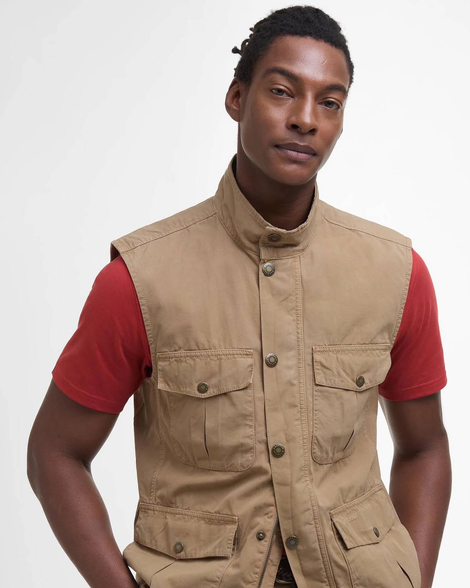 Barbour uomo gilet in cotone lavato beige CORBRIDGE - immagine 6