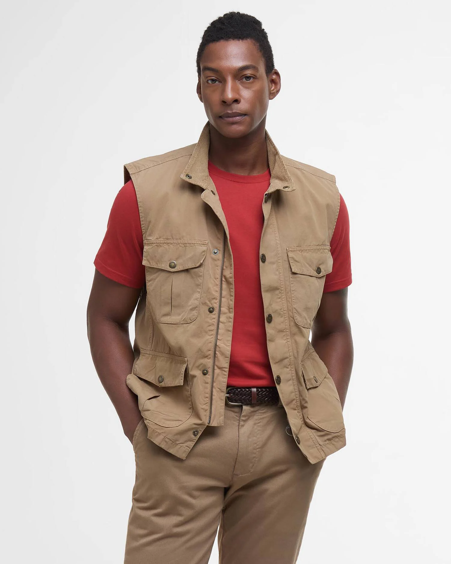 Barbour uomo gilet in cotone lavato beige CORBRIDGE