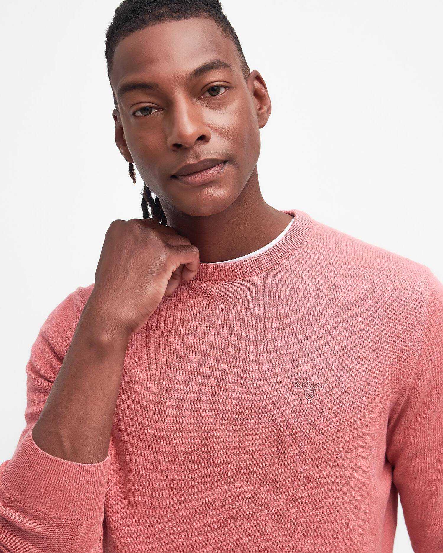 Barbour uomo maglia girocollo in cotone rosa - immagine 2