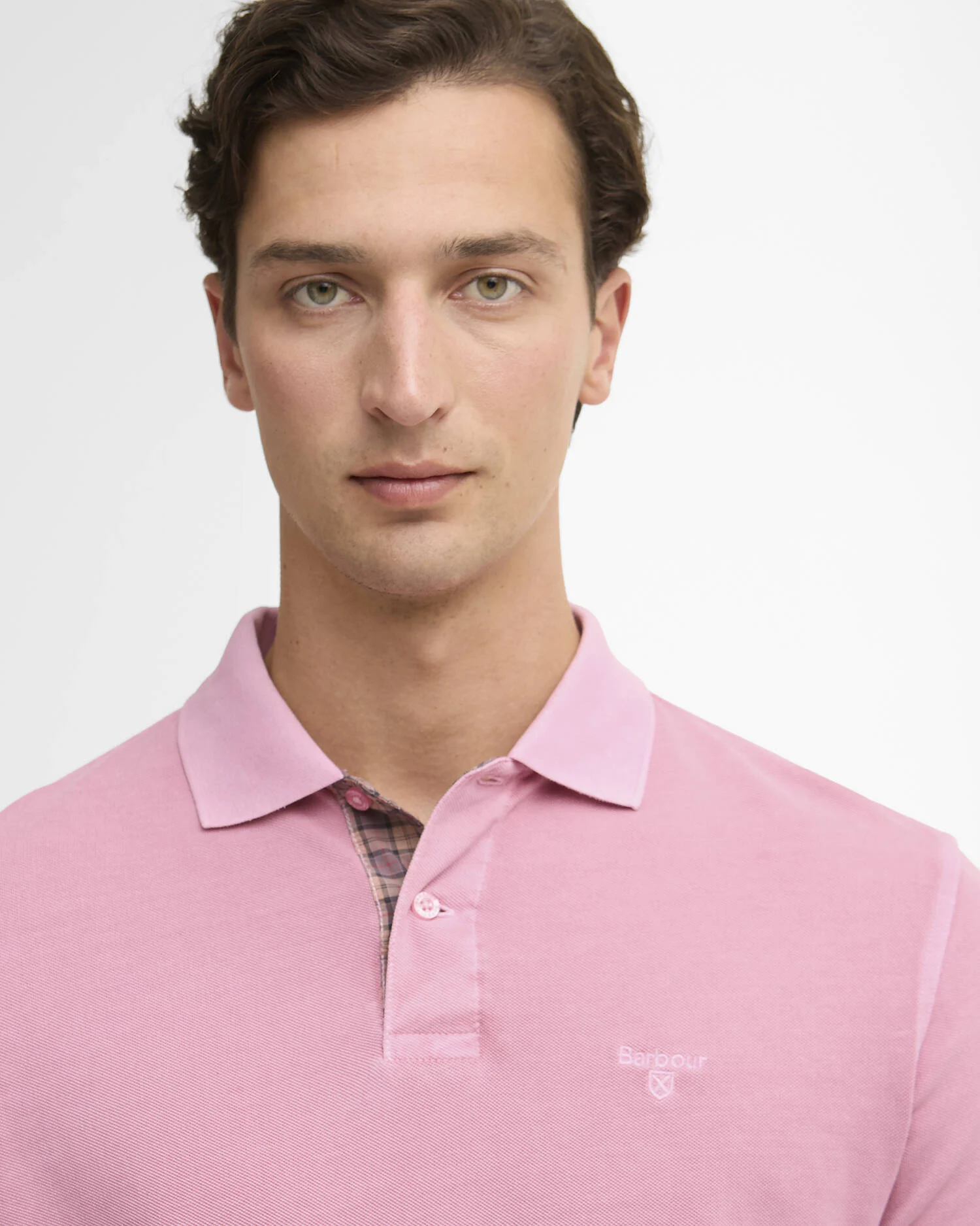 Barbour uomo polo tartan washed rosa - immagine 2
