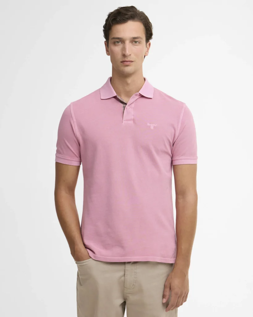 barbour uomo polo mezza manica rosa washed MML1535 9