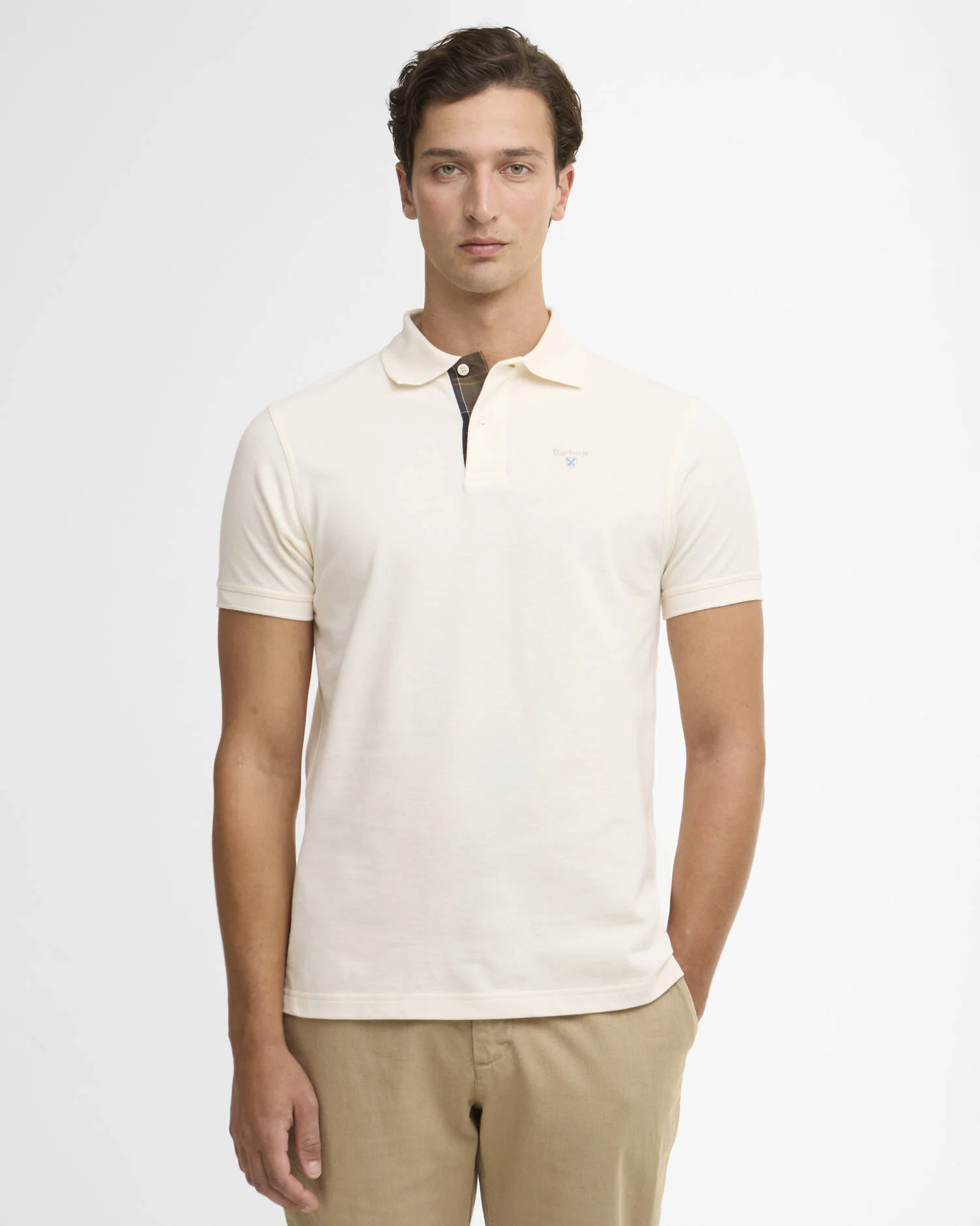 Barbour uomo polo bianco latte TARTAN
