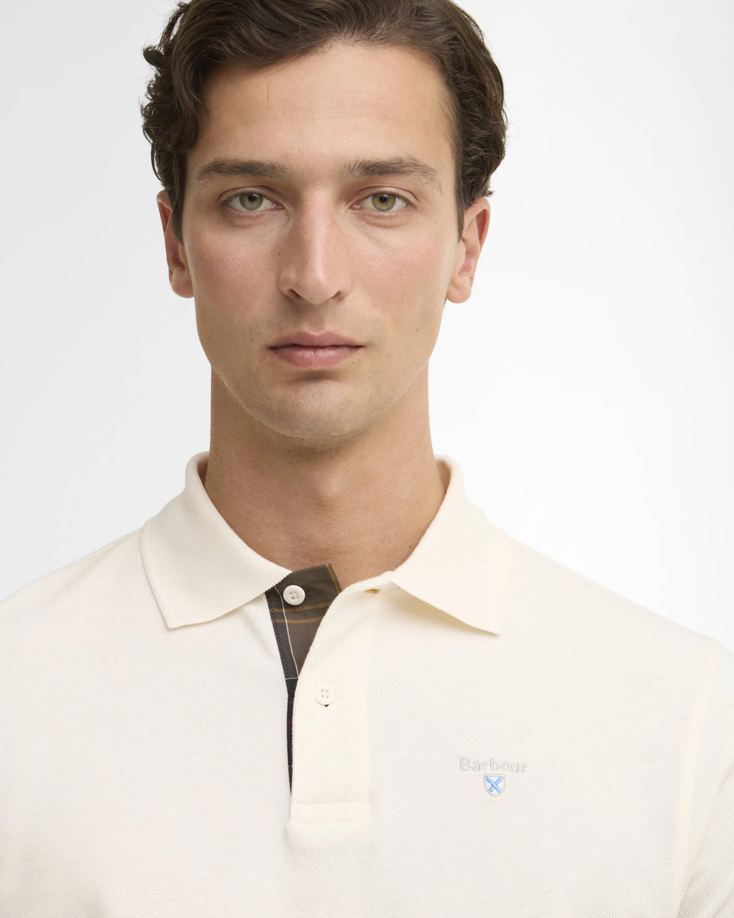 Barbour uomo polo bianco latte TARTAN - immagine 2