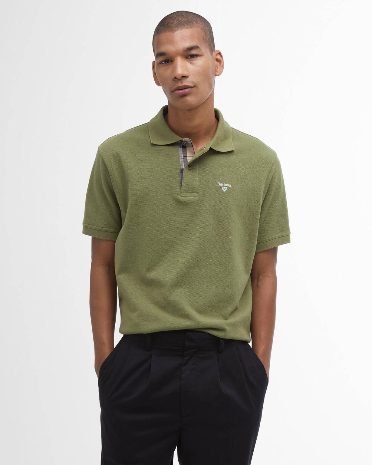 Barbour uomo polo verde TARTAN