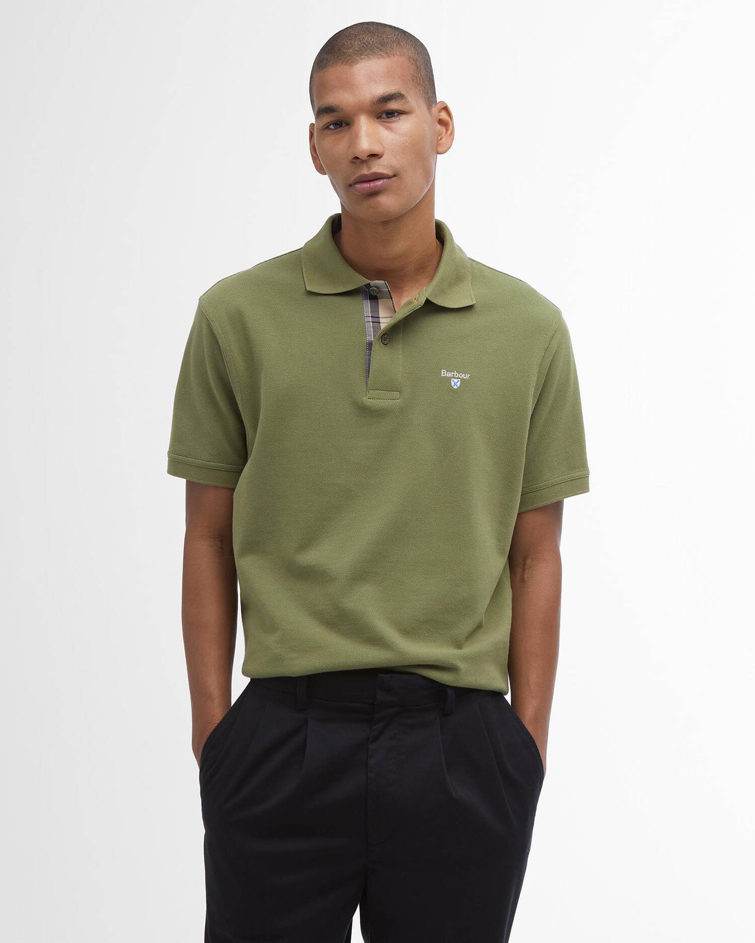 Barbour uomo polo verde TARTAN