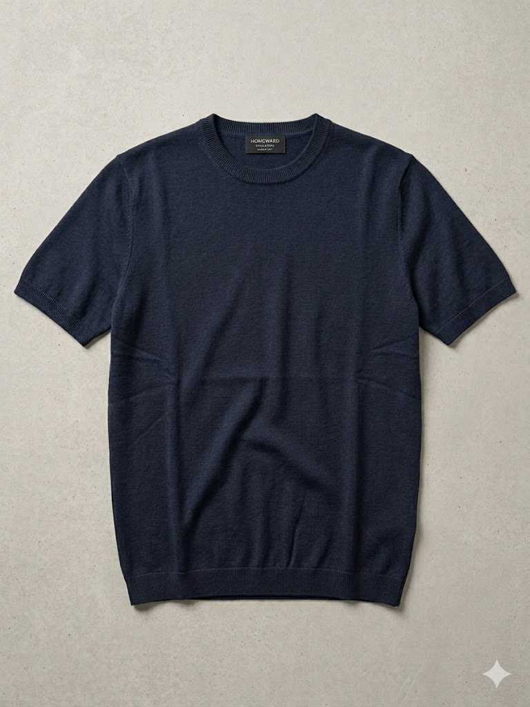 Homeward uomo T-shirt con bordi in cotone blu navy - immagine 4