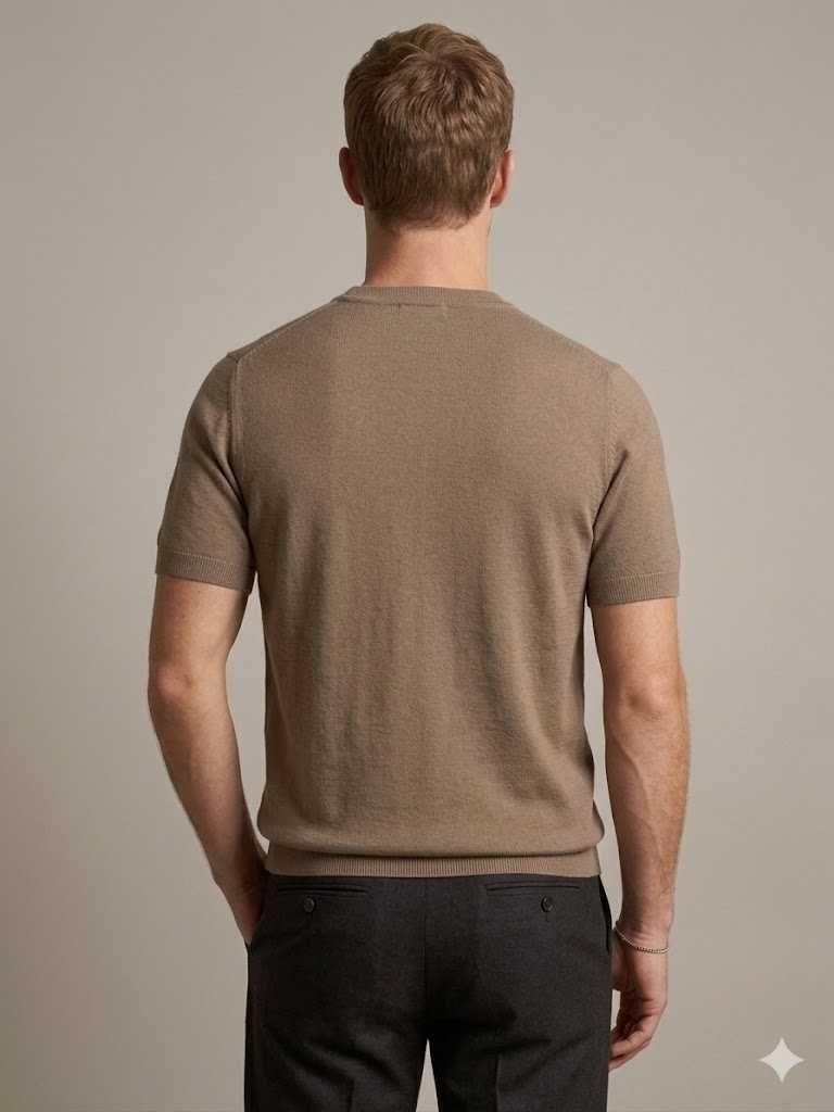 Homeward uomo T-shirt con bordi in cotone nocciola - immagine 3