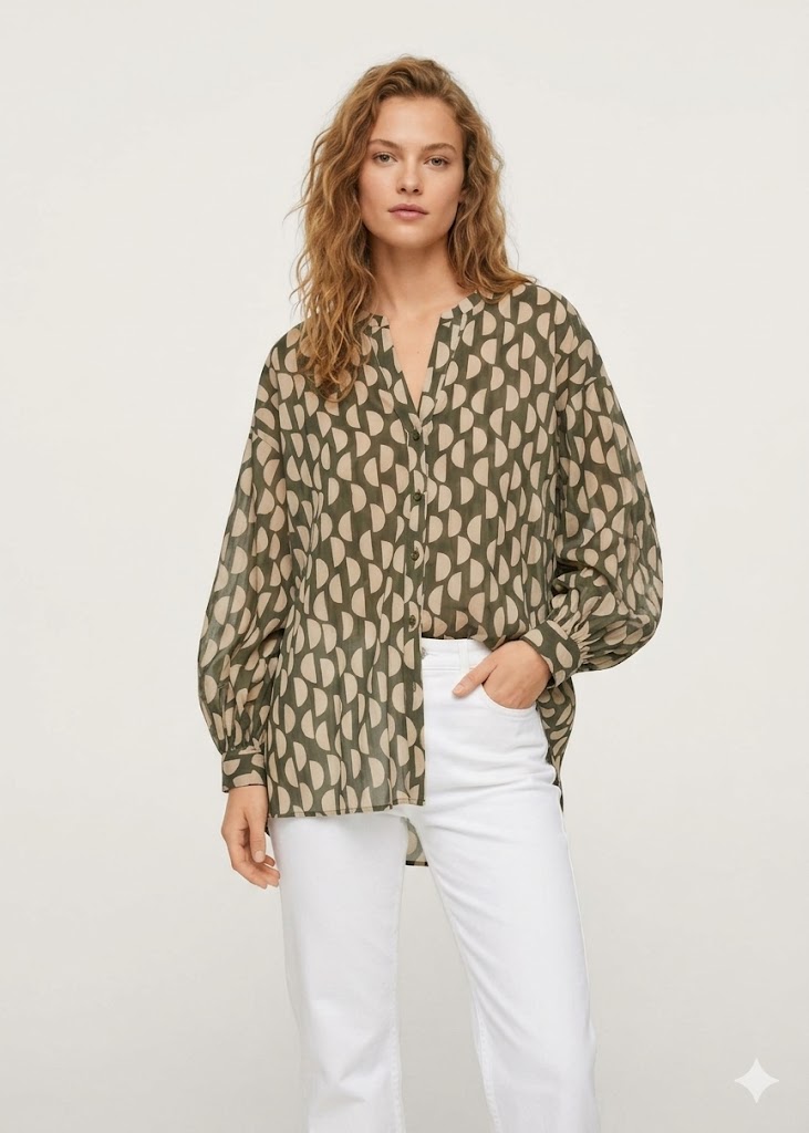 Rosso 35 camicia in voile di cotone a spicchi verdone