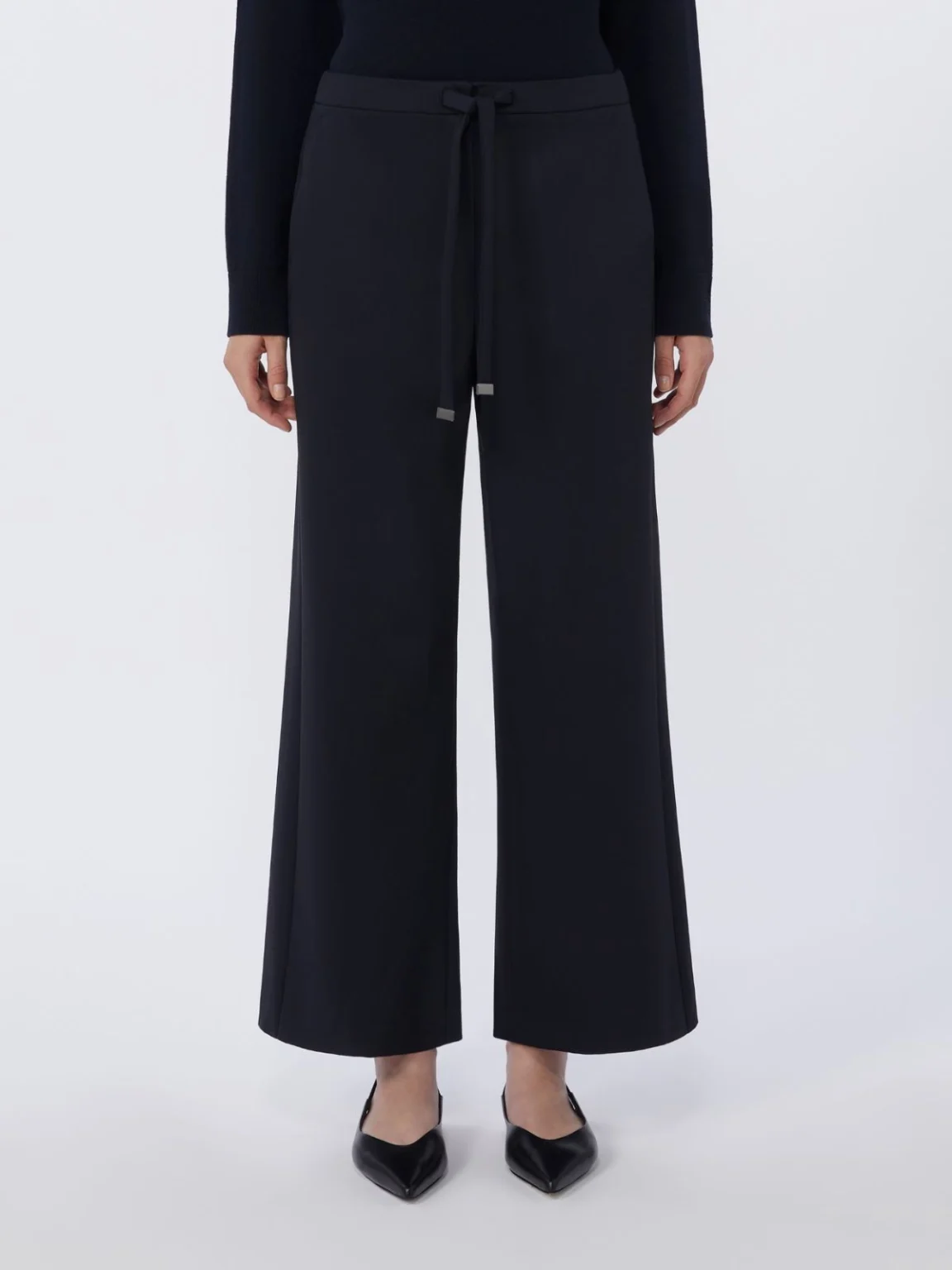'S Max Mara donna pantalone jogging in tela di lana blu SMMARGENTA
