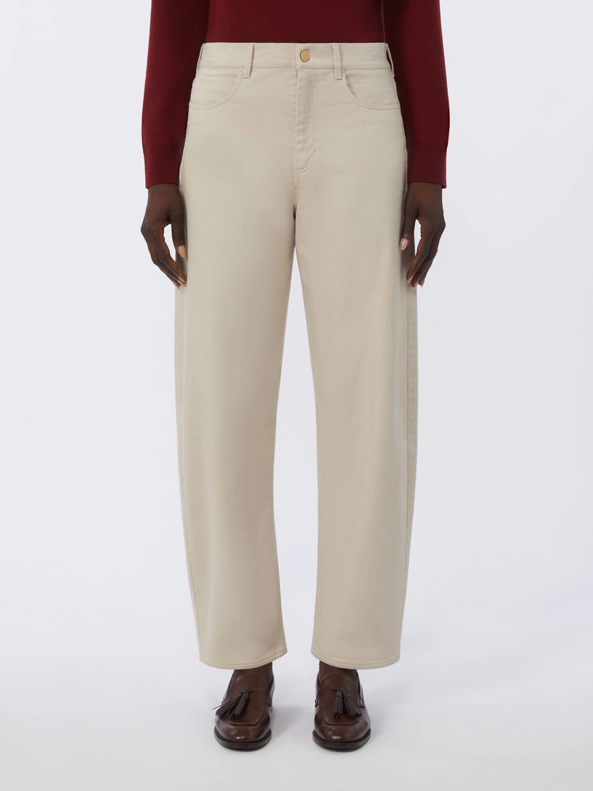 'S Max Mara donna pantalone in bull elasticizzato naturale SMMEMILY