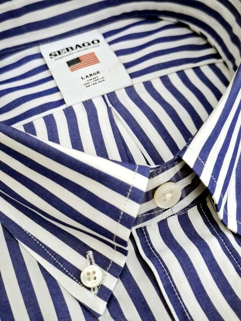 Sebago uomo camicia button down a righe blu royal OAKLAND