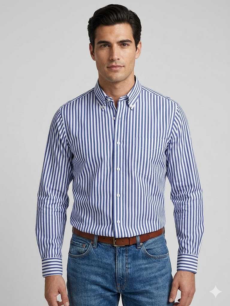 Sebago uomo camicia button down a righe blu royal OAKLAND