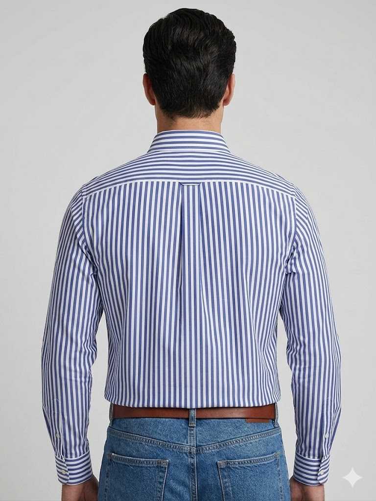 Sebago uomo camicia button down a righe blu royal OAKLAND