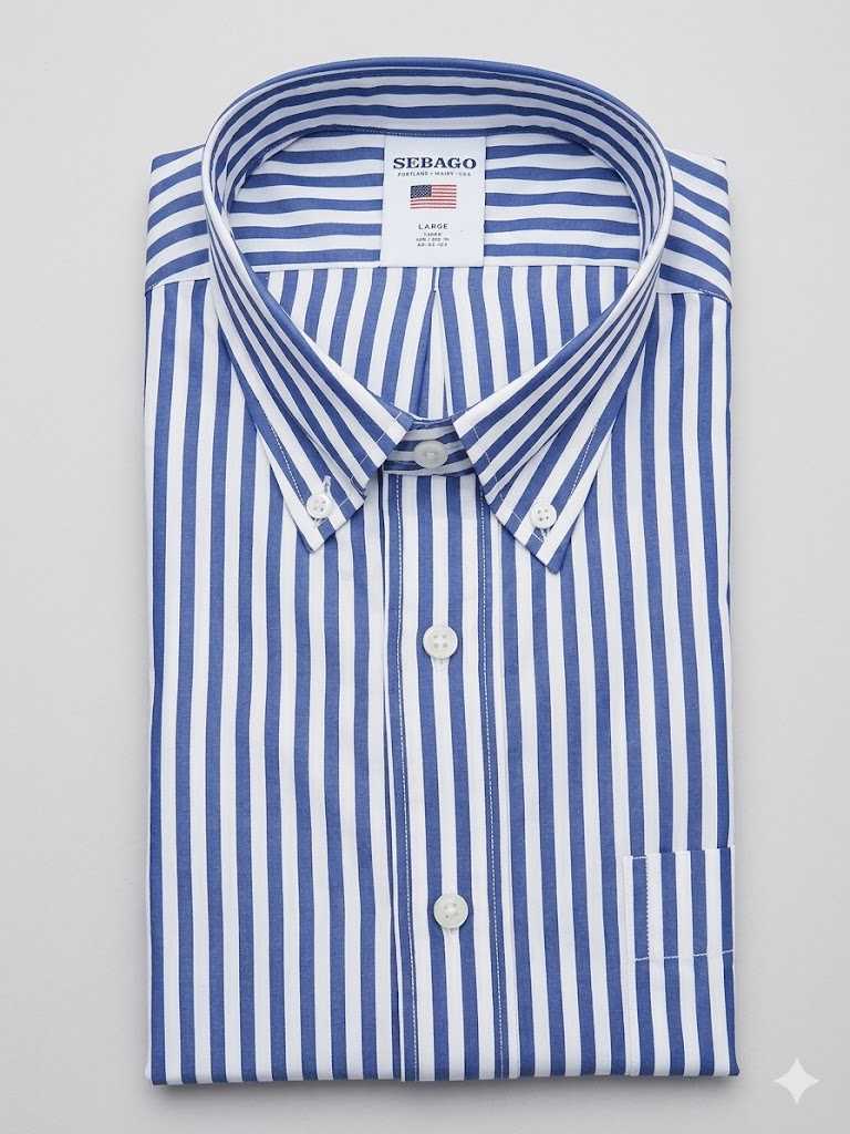 Sebago uomo camicia button down a righe blu royal OAKLAND