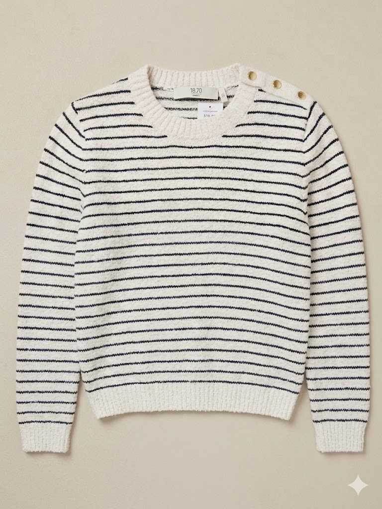 Seventy 19.70 maglia a righe blu con bottoni - immagine 4