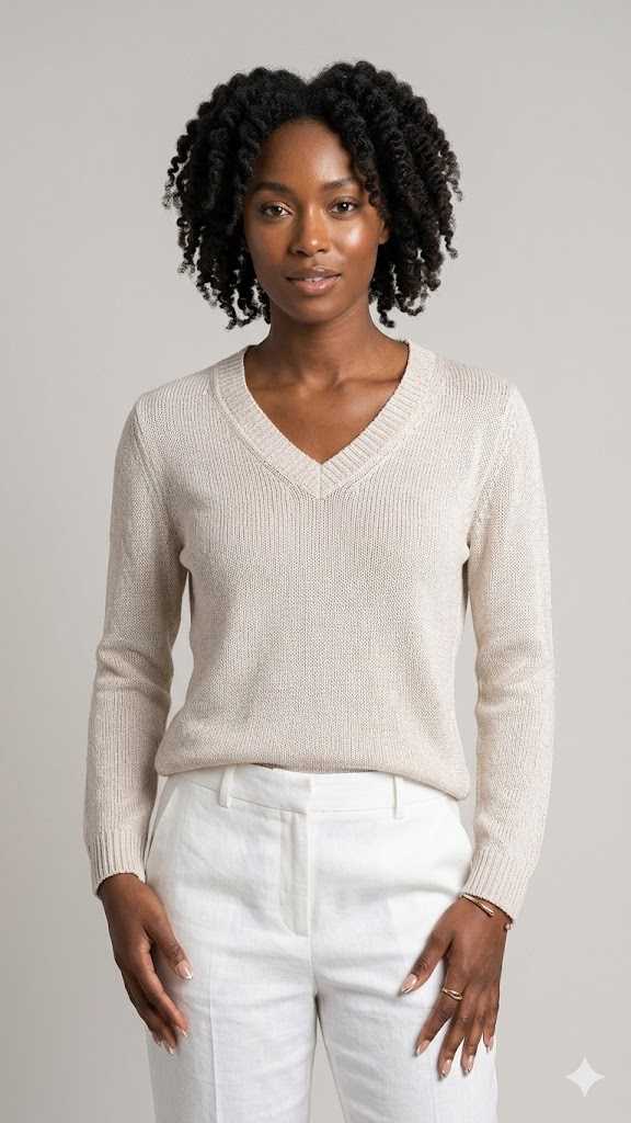seventy 1970 venezia maglia lino scollo v naturale 3