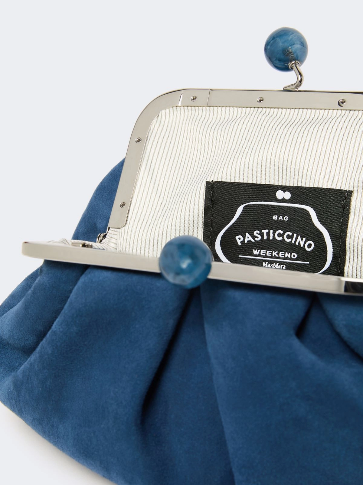 Weekend Max Mara borsa pasticcino bag small in suede blu avio VALOIS - immagine 5