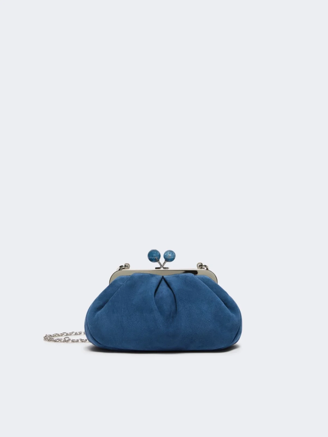 Weekend Max Mara borsa pasticcino bag small in suede blu avio VALOIS