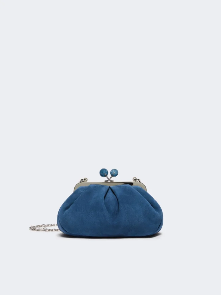 Weekend Max Mara borsa pasticcino bag small in suede blu avio VALOIS