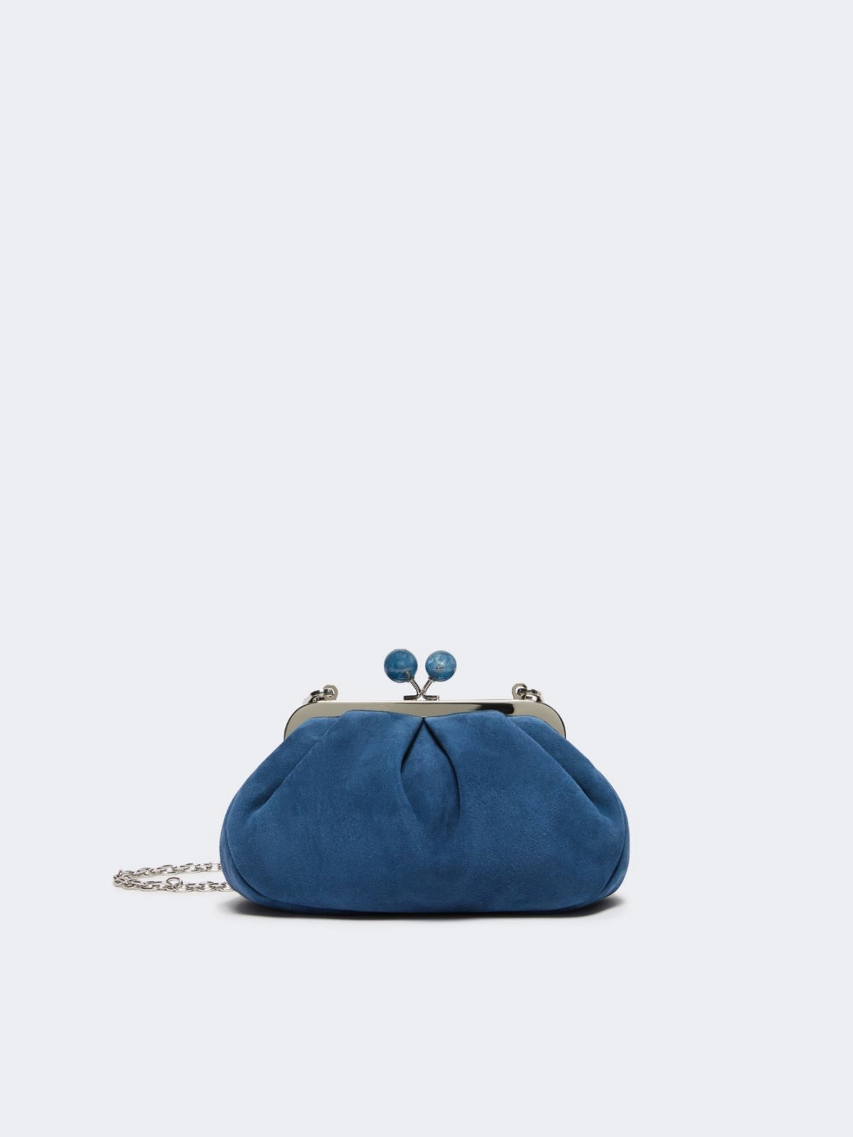 Weekend Max Mara borsa pasticcino bag small in suede blu avio VALOIS