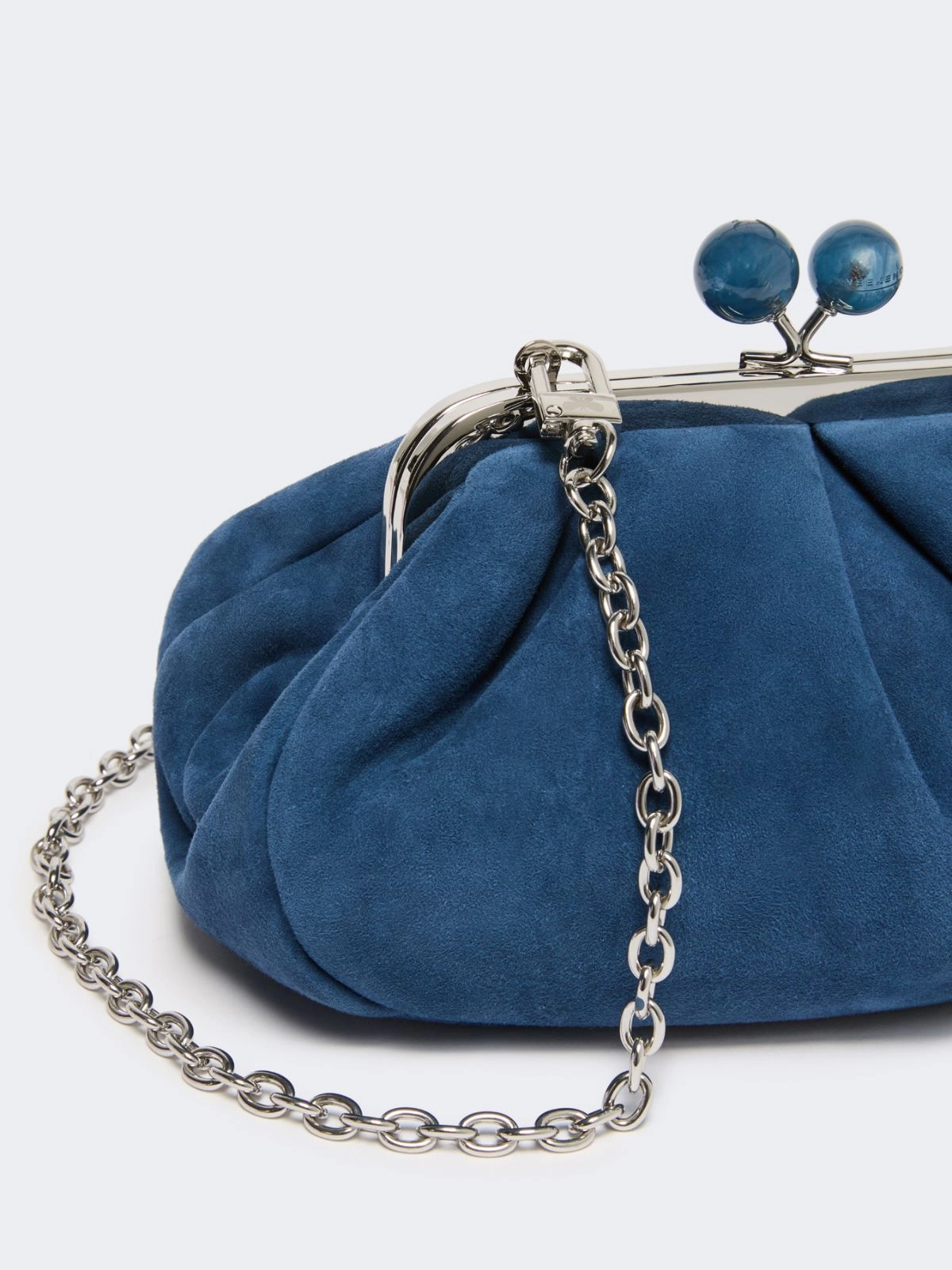 Weekend Max Mara borsa pasticcino bag small in suede blu avio VALOIS - immagine 3