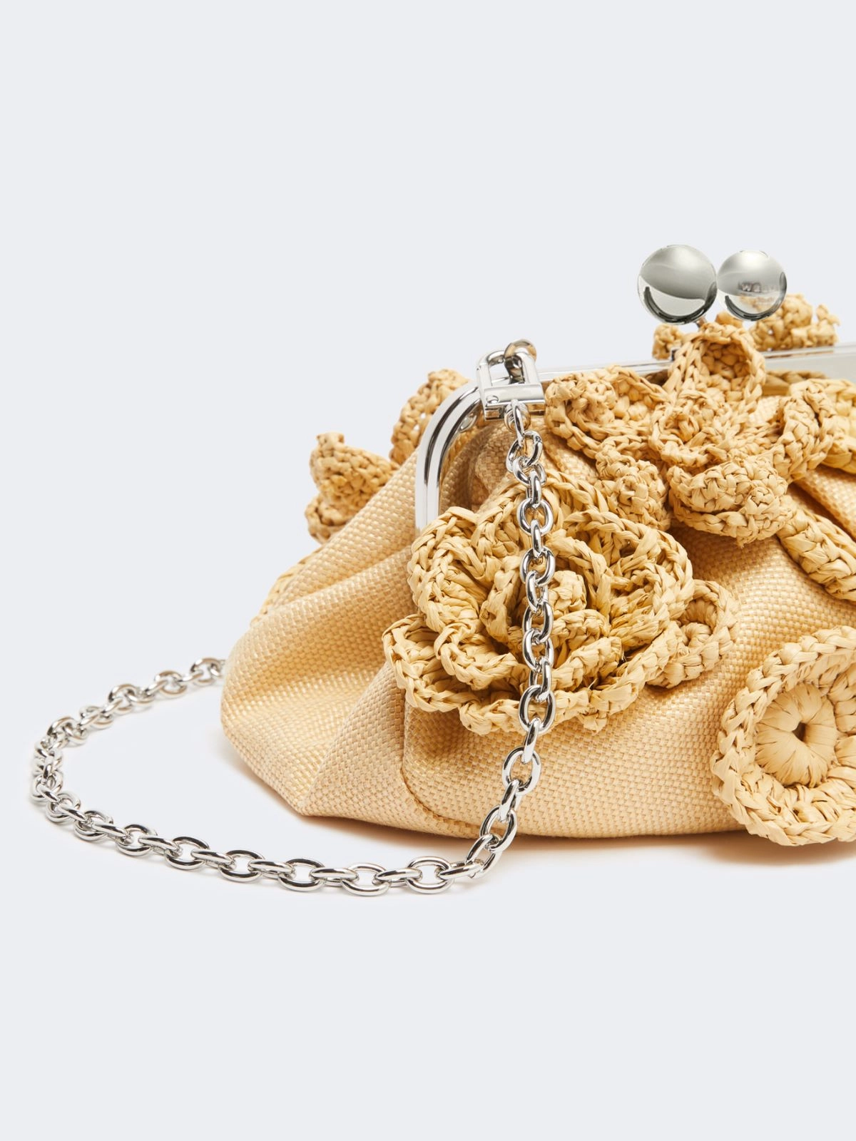 Weekend Max Mara borsa pasticcino bag small effetto rafia con fiori beige WKACOMUNE - immagine 2