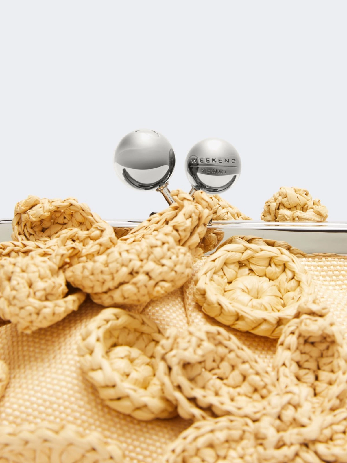 Weekend Max Mara borsa pasticcino bag small effetto rafia con fiori beige WKACOMUNE - immagine 3
